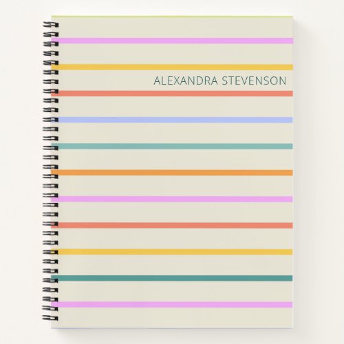 Cute Colorful Summer Stripes Personalized Notebook