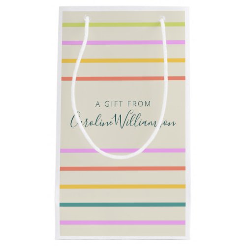 Cute Colorful Summer Stripes Personalized  Small Gift Bag