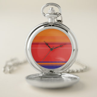 Cute colorful summer stripes pocket watch