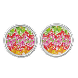 Cute colorful summer zigzag pattern cufflinks