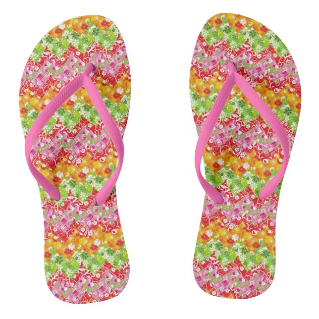 Cute colorful summer zigzag pattern flip flops (Footbed)