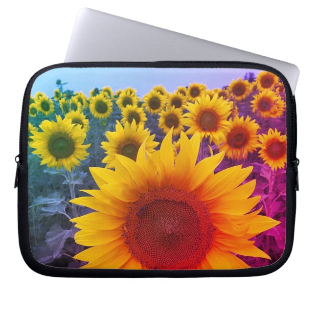 Cute Colorful Sunflower Field Laptop Sleeve (Front)