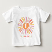 Cute Colorful Sunshine 1st Birthday Personalized Baby T-Shirt (Front)