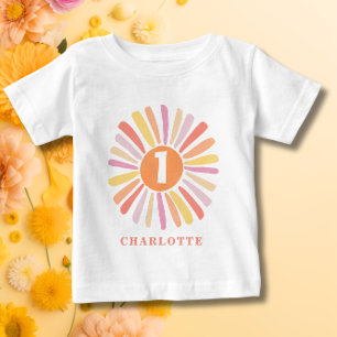 Cute Colorful Sunshine 1st Birthday Personalized Baby T-Shirt
