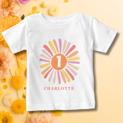 Cute Colorful Sunshine 1st Birthday Personalized Baby T_Shirt
