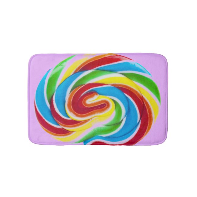 Cute Colorful Sweet Candy Rainbow Lollipop Bath Mat (Front)