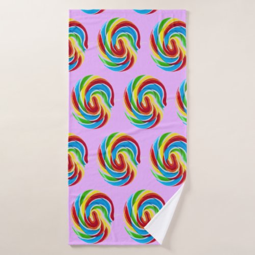 Cute Colorful Sweet Candy Rainbow Lollipop Bath Towel