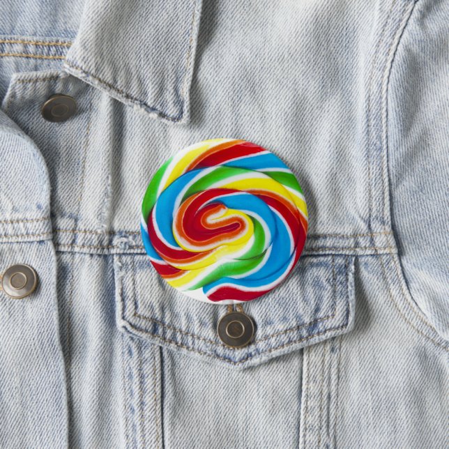 Cute Colorful Sweet Candy Rainbow Lollipop Button (In Situ)