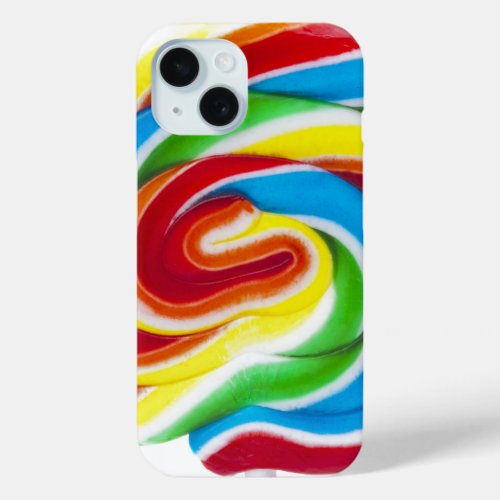 Cute Colorful Sweet Candy Rainbow Lollipop iPhone 15 Case