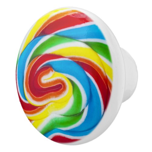 Cute Colorful Sweet Candy Rainbow Lollipop Ceramic Knob