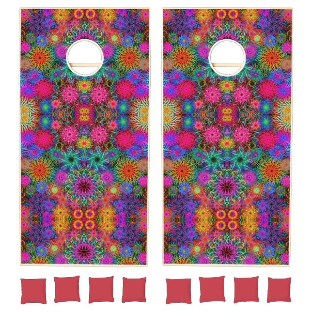 Cute colorful swirl pattern cornhole set (Set)