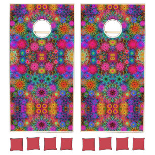 Cute colorful swirl pattern mug keychain cornhole set