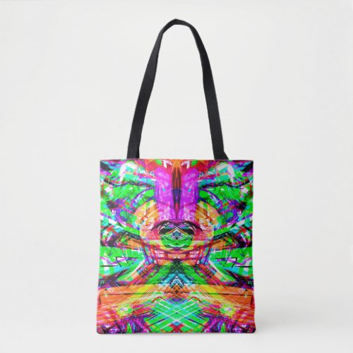 Cute colorful symetric abstract neon tribal iPad f Tote Bag