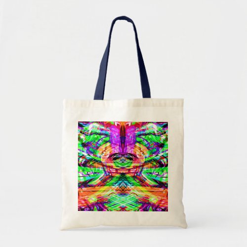 Cute colorful symetric abstract neon tribal iPad f Tote Bag