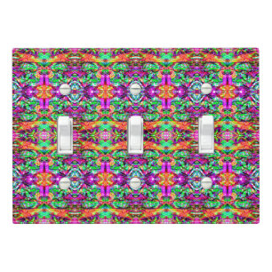 Cute colorful symetric abstract neon tribal light switch cover