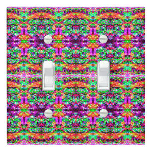 Cute colorful symetric abstract neon tribal light switch cover
