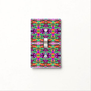Cute colorful symetric abstract neon tribal light switch cover
