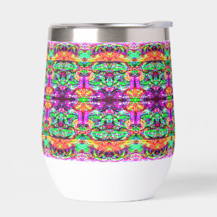 Cute colorful symetric abstract neon tribal thermal wine tumbler