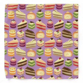 Cute & Colorful Tea Cakes Illustrated Pattern Bandana