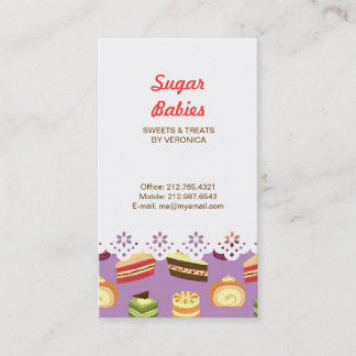 Cute & Colorful Tea Cakes Illustrated Pattern Business Card