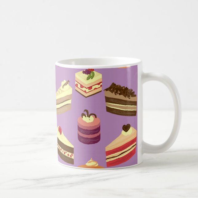Cute & Colorful Tea Cakes Illustrated Pattern Coffee Mug (Right)