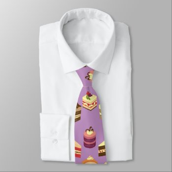 Cute & Colorful Tea Cakes Illustrated Pattern Tie by funkypatterns at Zazzle