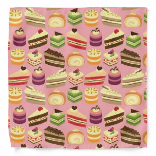 Cute Colorful Tea Cakes Illustration Pattern Bandana