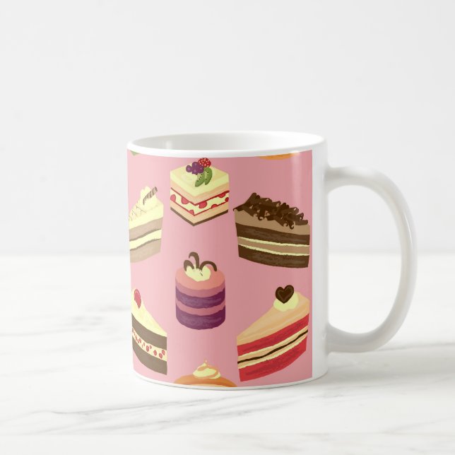 Cute Colorful Tea Cakes Illustration Pattern Coffee Mug (Right)