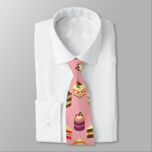 Cute Colorful Tea Cakes Illustration Pattern Tie
