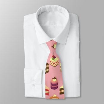 Cute Colorful Tea Cakes Illustration Pattern Tie by funkypatterns at Zazzle