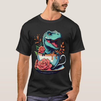 Cute Colorful Tea Rex With Flowers T-Shirt