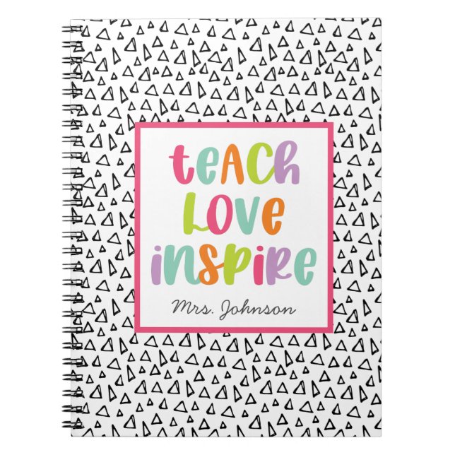 Cute Colorful Teacher Appreciation Boho Triangles Notebook (Front)
