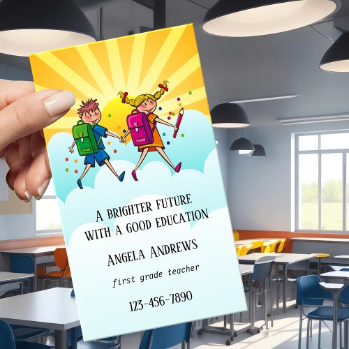 Cute Colorful Teacher Business Card