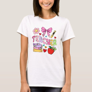 Cute Colorful Teacher Typography T-Shirt