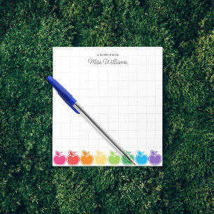 Cute Colorful Teacher's Apple Personalized Name Notepad