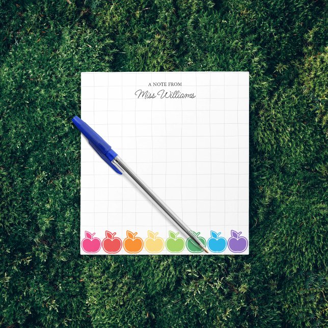 Cute Colorful Teacher's Apple Personalized Name Notepad (Creator Uploaded)
