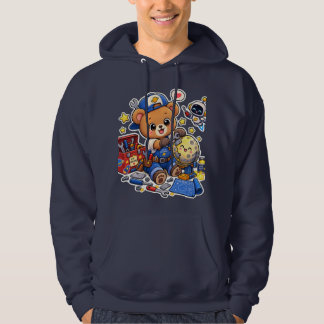 Cute Colorful Teddy Bear Cartoon Hoodie Design
