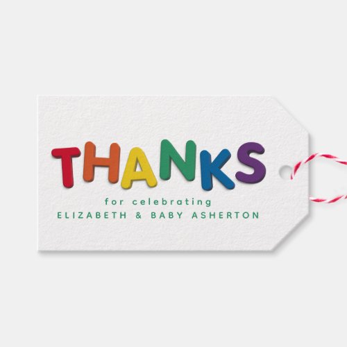 Cute colorful thanks baby shower thank you favor gift tags