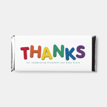 Cute Colorful Thanks Personalized  Hershey Bar Favors by LeaDelaverisDesign at Zazzle