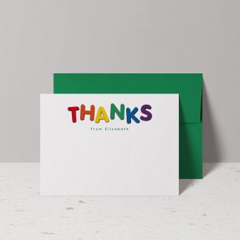 Cute Colorful Thanks Personalized  Thank You Card by LeaDelaverisDesign at Zazzle