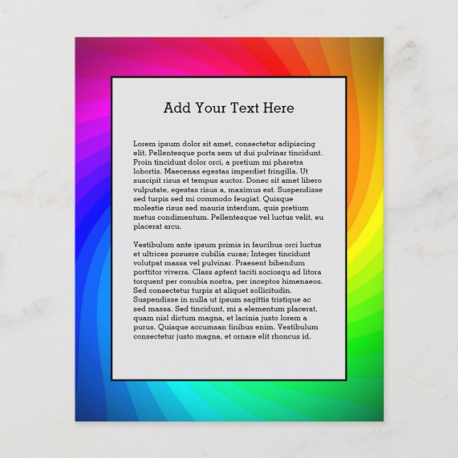 Cute Colorful Tie Dye Rainbow Swirl Art Pattern Flyer (Front)
