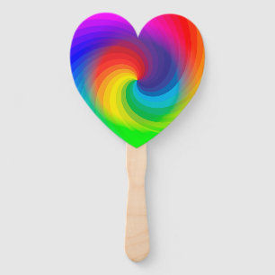 Cute Colorful Tie Dye Rainbow Swirl Art Pattern Hand Fan