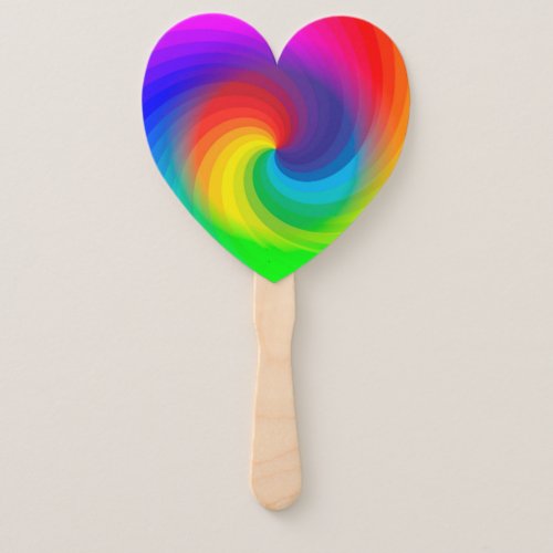 Cute Colorful Tie Dye Rainbow Swirl Art Pattern Hand Fan