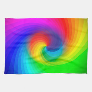 Cute Colorful Tie Dye Rainbow Swirl Art Pattern Kitchen Towel