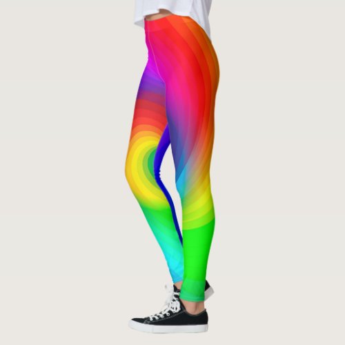 Cute Colorful Tie Dye Rainbow Swirl Art Pattern Leggings
