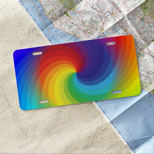 Cute Colorful Tie Dye Rainbow Swirl Art Pattern License Plate