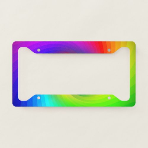 Cute Colorful Tie Dye Rainbow Swirl Art Pattern License Plate Frame