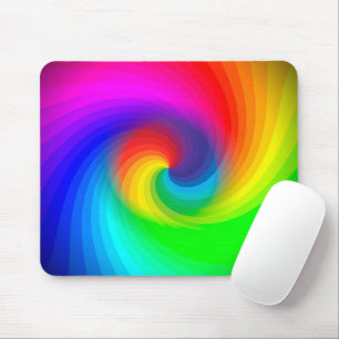 Cute Colorful Tie Dye Rainbow Swirl Art Pattern Mouse Pad