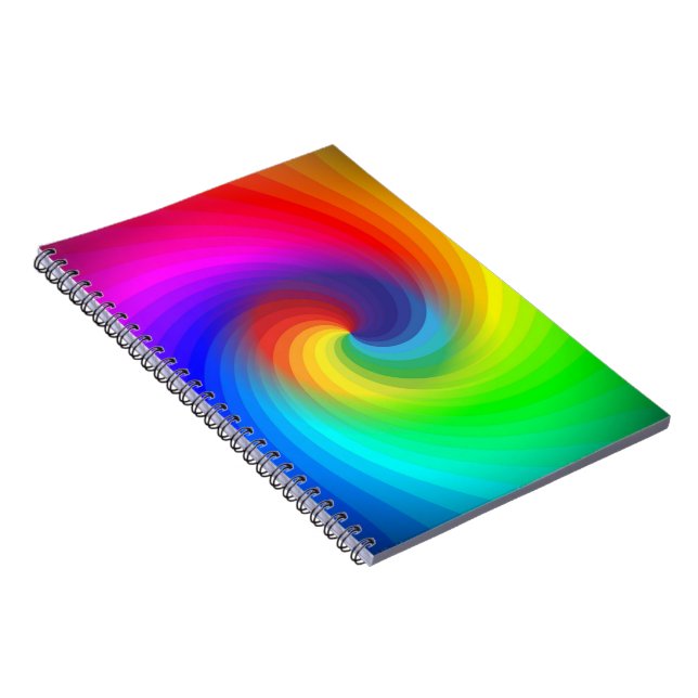 Cute Colorful Tie Dye Rainbow Swirl Art Pattern Notebook (Right Side)