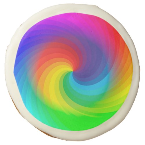 Cute Colorful Tie Dye Rainbow Swirl Art Pattern Sugar Cookie